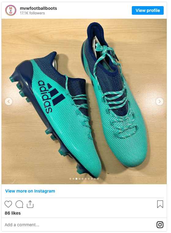 ladder laces football boots instagram post