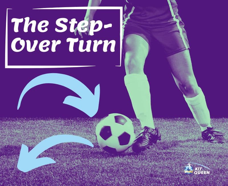 basic football skills - the step over turn infographic diagram