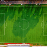 Top view photo of soccer field during day