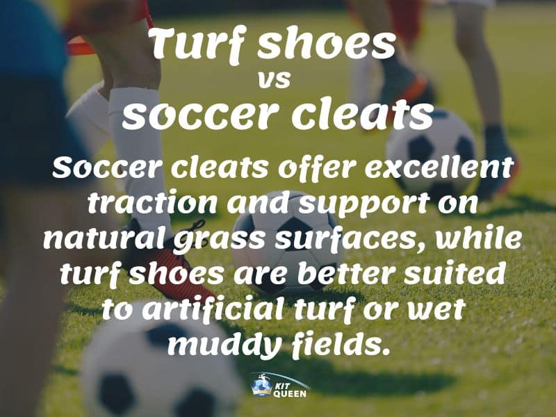 Astroturf trainers vs football boots what's the difference infographic: Football boots offer excellent traction and support on natural grass surfaces, while astroturf trainers are better suited to artificial turf or wet muddy fields.