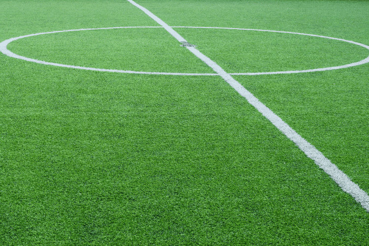 Soccer pitch ground Closeup