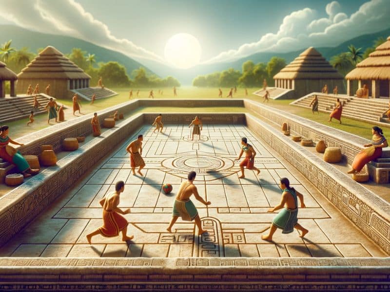 How was football invented - aztec game of pok a tok or Tlachtli or Mesoamerican ballgame